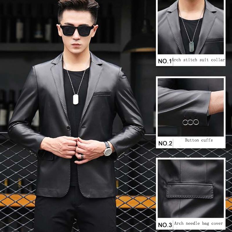 Fashion Urban Men's Jacket Autumn and Winter Fashion Trend Slim Thickening Plus Velvet Warm Sheepskin Jacket