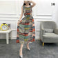 Boho Summer Cotton Floral Dress Female Vacationer Beach Large Size Printed Sleeveless Dress