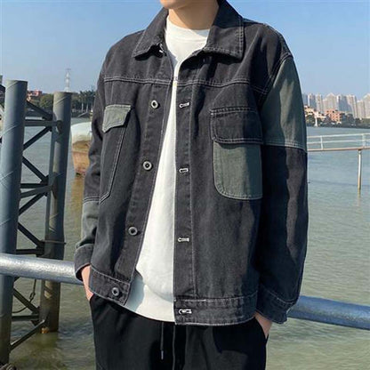 Coat Male 2021 Autumn Trend Splicing Jacket Street Denim Jacket