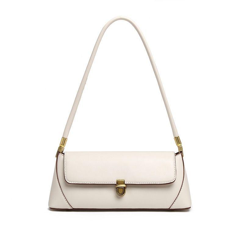 Baguette Bag Solid Color Pattern PU Leather Armpit Bag for Women Shoulder Handbags Lady Simple Hand Bag