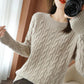 Sweater Women's Pullover Knitwear Korean Version Solid Color Loose Round Neck Twist Top Trending Sweater Autumn and Winter Top
