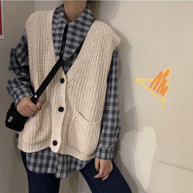 Spring and Autumn Loose Hollow Vest Large Size Sleeveless Solid Color Top Fashion Simple Women's Sweater