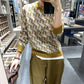 Autumn  Winter Jacquard Long-sleeved Round Neck Pullover Sweater Knit Sweater Women Loose Padded Bottoming Shirt
