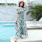 Pofulove Women Plus Size Sexy Off Shoulder Strap Dress Long A-line Sun-dresses Bohemian Beach Dress