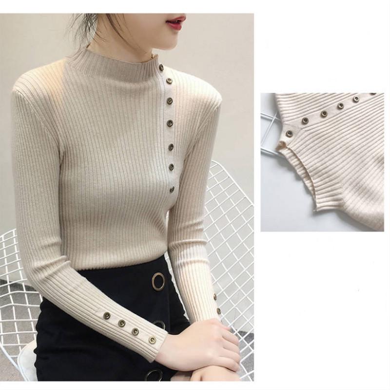 Pofulove Turtleneck Sweater Sweater Pullover Slim Sweater Sweet cute sweater Half turtleneck sweater