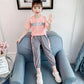 Girls Summer Casual Short-sleeved Suits Children's Sports Loose Sweatpants Sweat-absorbing Skin-friendly Soft Korean Children's Suits