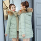 Winter Women Parkas Coats Casual Hooded Parka Jackets Warm Solid Zipper Plus Size Cotton-padded Coats with Colorful Fur Collar