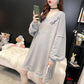 Mid-length Loose Plus Size Sweater Women Long-sleeved V-neck Ripped Tops Spring and Autumn Thin Bottoming Shirt
