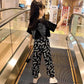 Girls Summer Suit Short Sleeve Anti-mosquito Pants Wing Print Pattern Comfortable Breathable Cool Two-piece Set