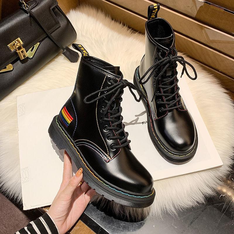 Martin Boots Women British Style Autumn and Winter Black Single Boots Wild Thick-soled Motorcycle Short Boots Women