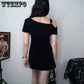 Women Cotton Oblique Shoulder Strap Dress Irregular Metal Buckle Slim Solid Color Bodycon Dress Female Mini Skirt Club Wear