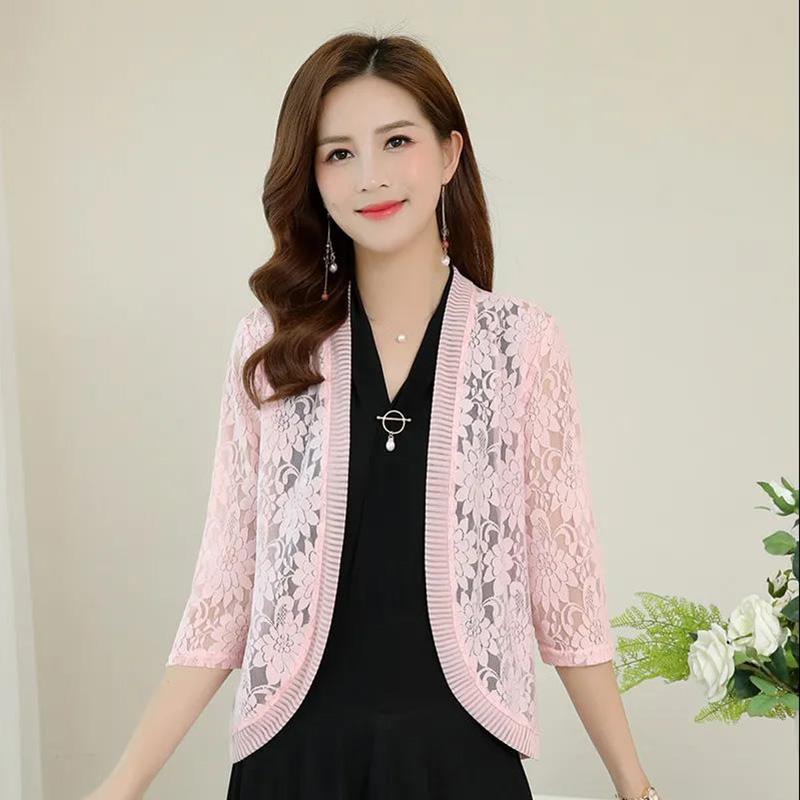 Flower Pattern Hollow Out Women Solid Color Thin Shawl Sun Protection Summer