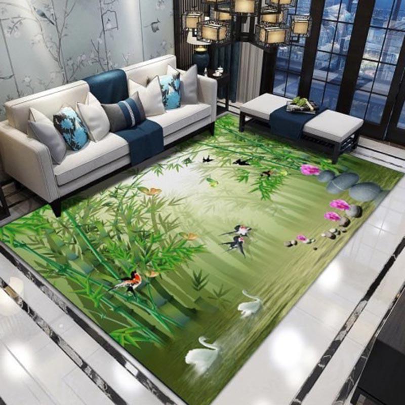 3D Flower Carpet for Parlor Living Room Area Rugs Skid Resistance Chinese Floor Rugs for Bedroom