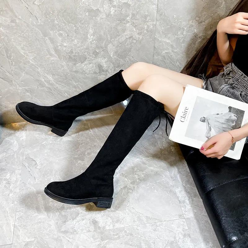 Zipper High Boots Women's High Heels Knight Boots But Knee Martin Boots Women's Shoes Mid-tube Boots Long Boots Winter Plus Velvet Boots