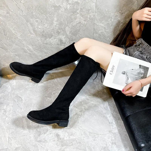 Zipper High Boots Women's High Heels Knight Boots But Knee Martin Boots Women's Shoes Mid-tube Boots Long Boots Winter Plus Velvet Boots