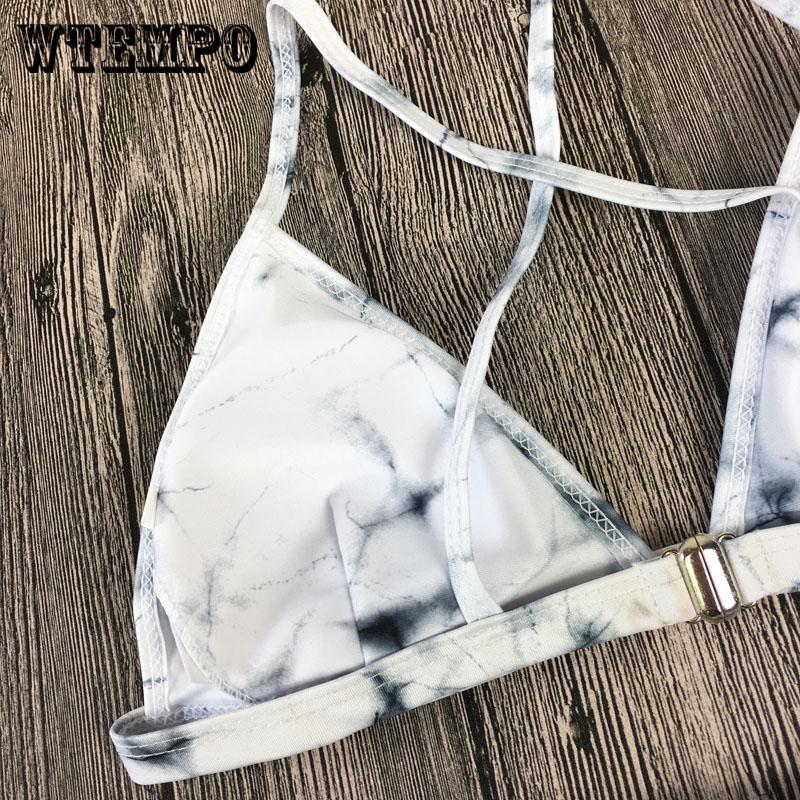 WTEMPO Sexy White Ink Bikini Cross Split Swimsuit