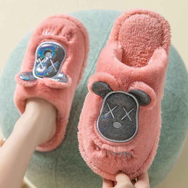 Autumn and Winter Pure Cotton Slippers Indoor Non-slip Soft-soled Shoes Warm Simple Plush Cotton Shoes