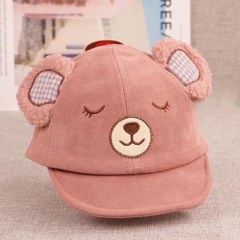 Cute 3D embroidered bear ears baby hat autumn and winter cartoon Penguin warm children soft and comfortable hat 3-18M
