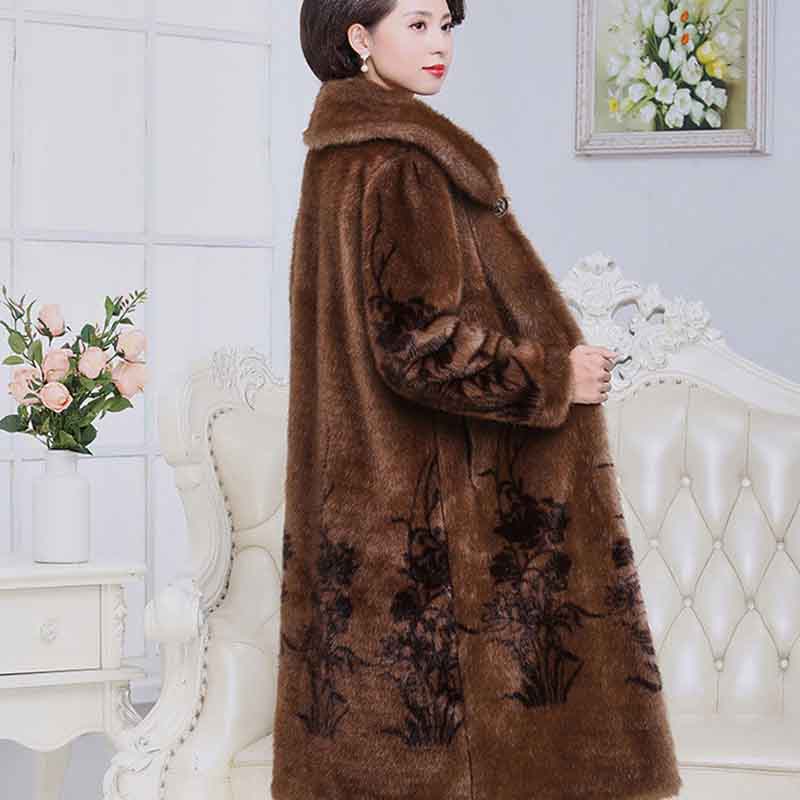 Fur Coat Women's Winter Large Size Thickened Imitation Mink Fur Coat Middle-aged Mother Wear