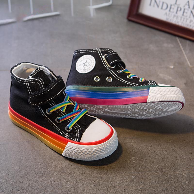 Children's Canvas Shoes 2020 Spring Girls Candy Color High-top Board Shoes Boys Casual Soft Bottom Shoes