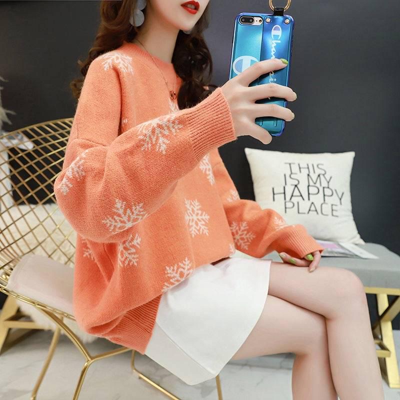 Multi-color Snowflake Women Soft Sweater Solid Color Turtleneck Bottoming Knitwear Crop Top