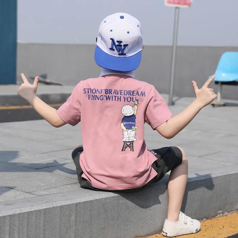 Set Boy Clothing 2021 Summer Casual Cotton Kids Turn-down Top + Black Shorts Toddler Short Sleeve Golf Sports Outfits