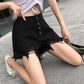WTEMPO Net Red High Waisted Breasted Denim Shorts Female Summer Retro Slim Thin Hole Sexy Pants Tide