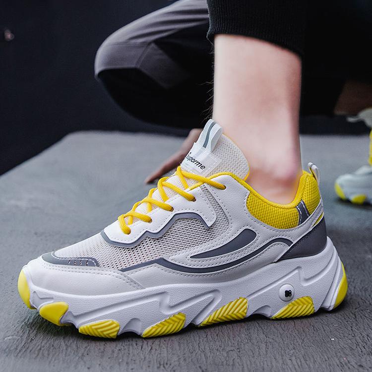 Men Dad Sneakers Platform Leather Mesh Sports Sneakers Lace Up Thick Bottom Trainers Shoes Boys Casual Sneakers Men