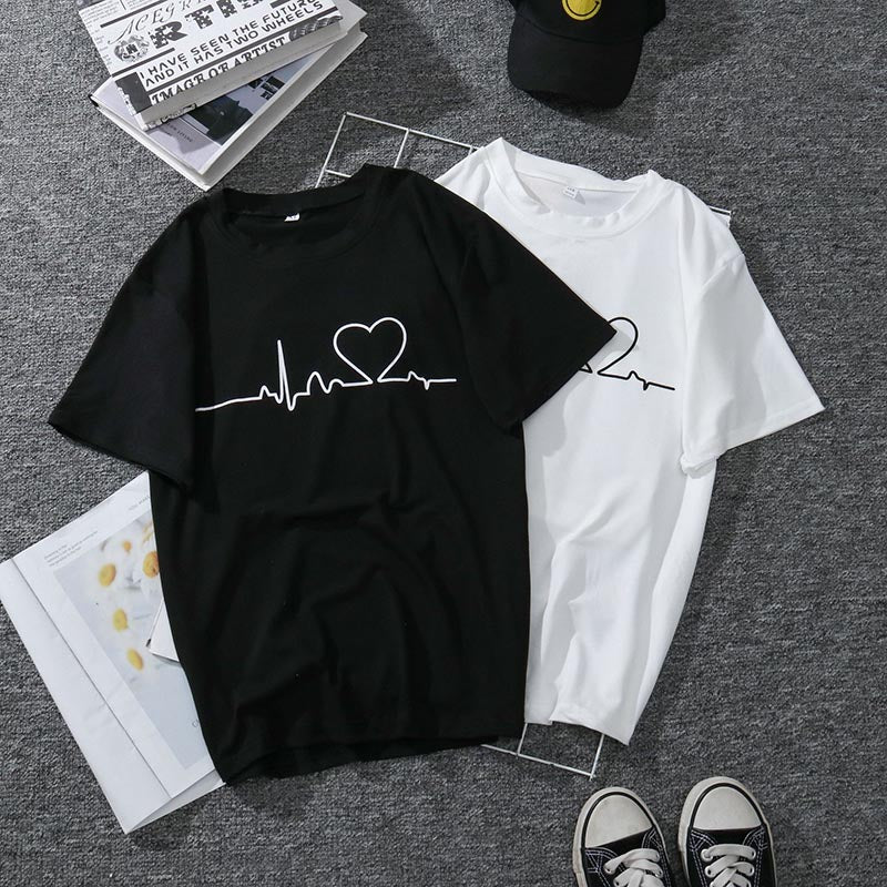 Harajuku Style Love Print Women's T-Shirt Casual T-Shirt Summer Short Sleeve Women's T-Shirt