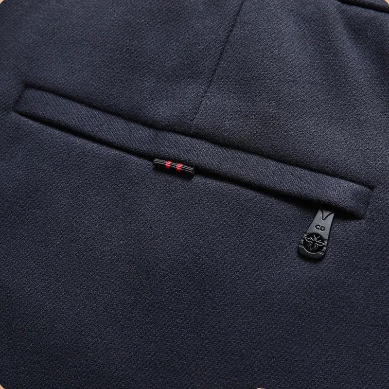 Men's Casual Pants Loose Straight-leg Bussiness Trousers Pants Autumn Winter Thick High-waist Stretch and Fleece Trousers Solid Outdoor Long Pants