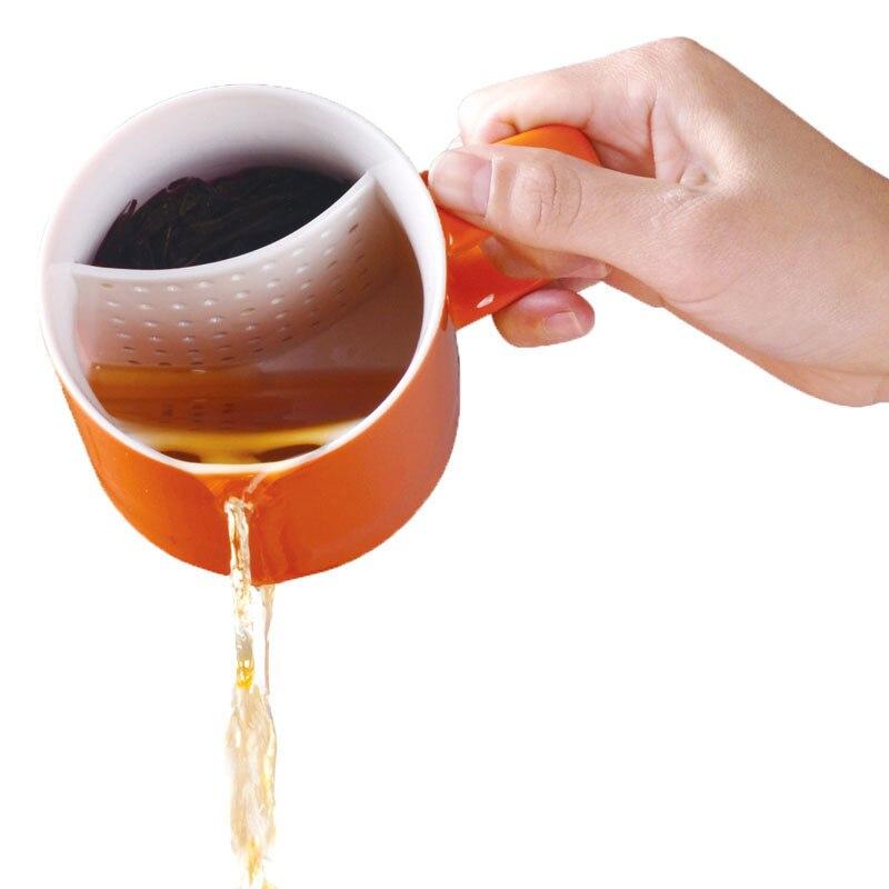 Ceramic Tea Mug Simple Coffee Cup with Biscuit Lid and Filter Porcelain Flower Teacup Office Drinkware Gift