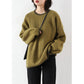 Large Size Knitted Sweater Women Autumn and Winter Loose and Lazy Retro Hit Color Pullover Round Neck Sweater