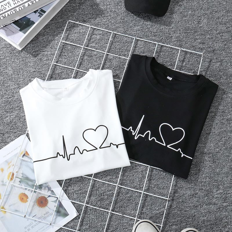 Harajuku Style Love Print Women's T-Shirt Casual T-Shirt Summer Short Sleeve Women's T-Shirt