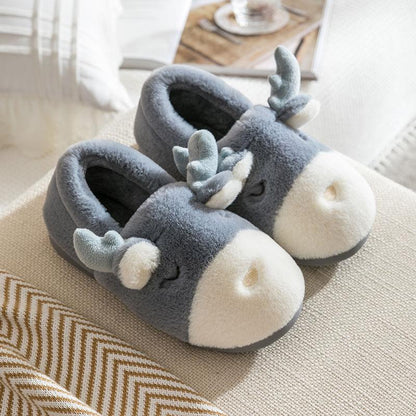 Winter Cotton Slippers Bag with Plush Home Lovers Thick-soled Indoor Warm Wool Slippers