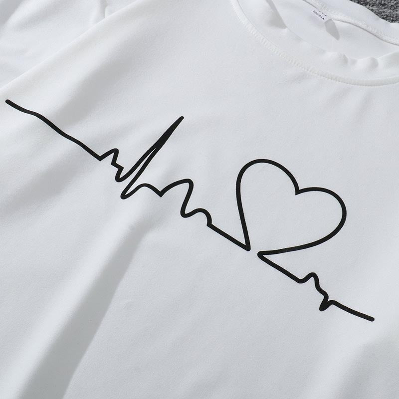 Harajuku Style Love Print Women's T-Shirt Casual T-Shirt Summer Short Sleeve Women's T-Shirt