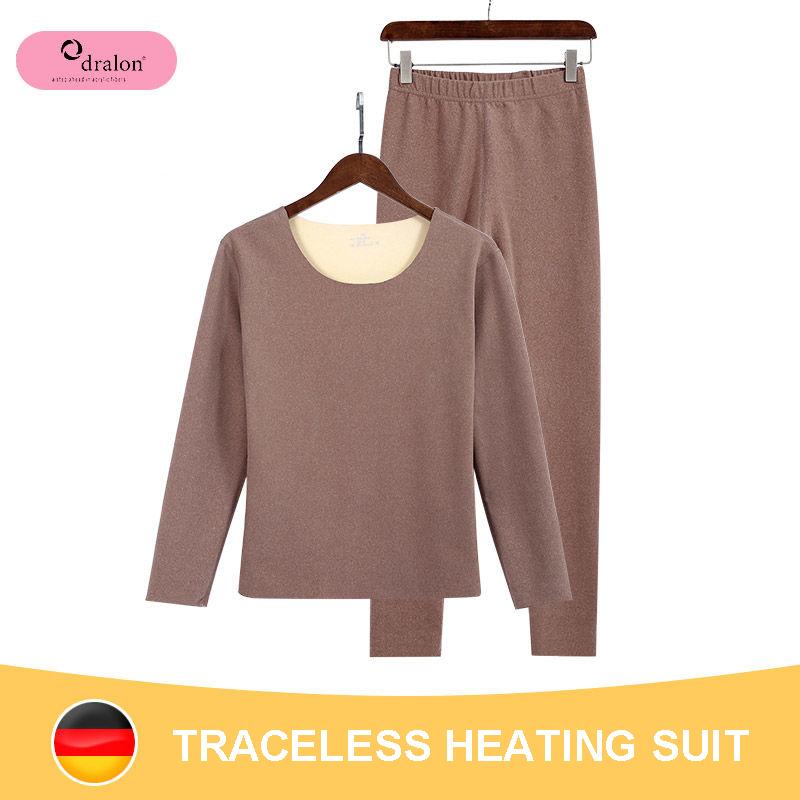 Thermal Underwear Ladies Thickened Plus Velvet Suit De Velvet Self-heating Winter Seamless Bottoming Autumn Clothes Long Trousers