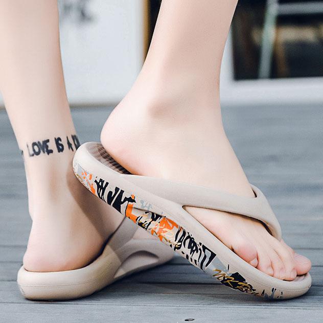 Couple's Spring Summer Slippers Household Soft Mute Flip Flops Non-slip Bathroom Large Size Deodorant Print Slippers