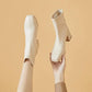 Chelsea Boots Women Short Boots Square Toe Autumn and Winter Black Snow Boots Plus Velvet Warm Cotton Boots