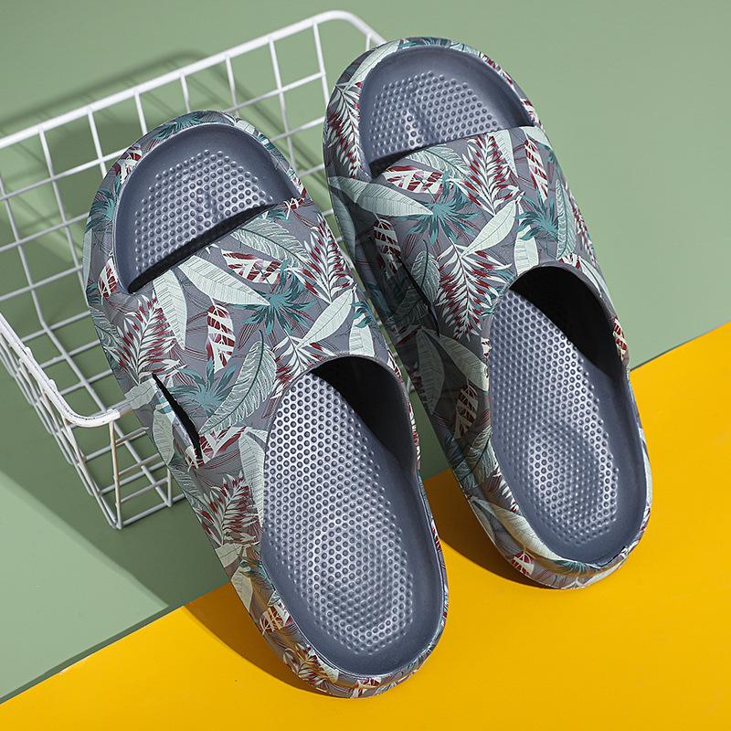 Men's Spring Summer Outdoor Beach Slippers Large Size Non-slip Indoor Bathroom Flat Printing Slippers