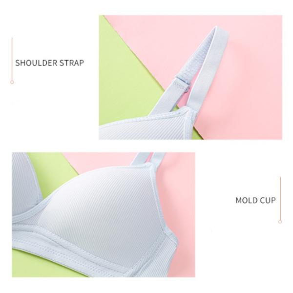 Young Women Gather Comfortable Pure Color Simple High School Student Underwear Girl Soft Cup Bra