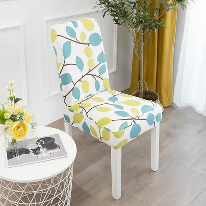 Elastic Chair Cover Universal Dining Table Chair Cover Backrest Pad Universal Stool Cover Fabric Printing Home Dining Seat Cover