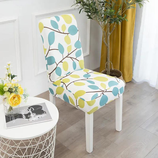 Elastic Chair Cover Universal Dining Table Chair Cover Backrest Pad Universal Stool Cover Fabric Printing Home Dining Seat Cover
