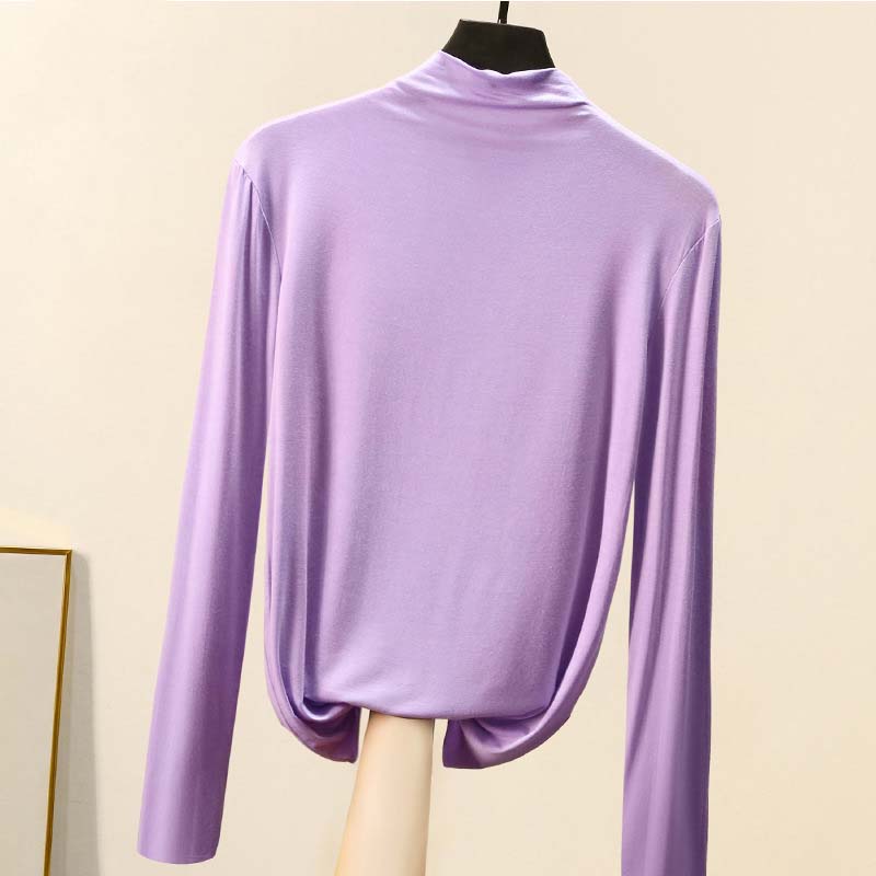 Spring New Women's Half Turtleneck Bottoming Shirt with A Slim Plus Size Top