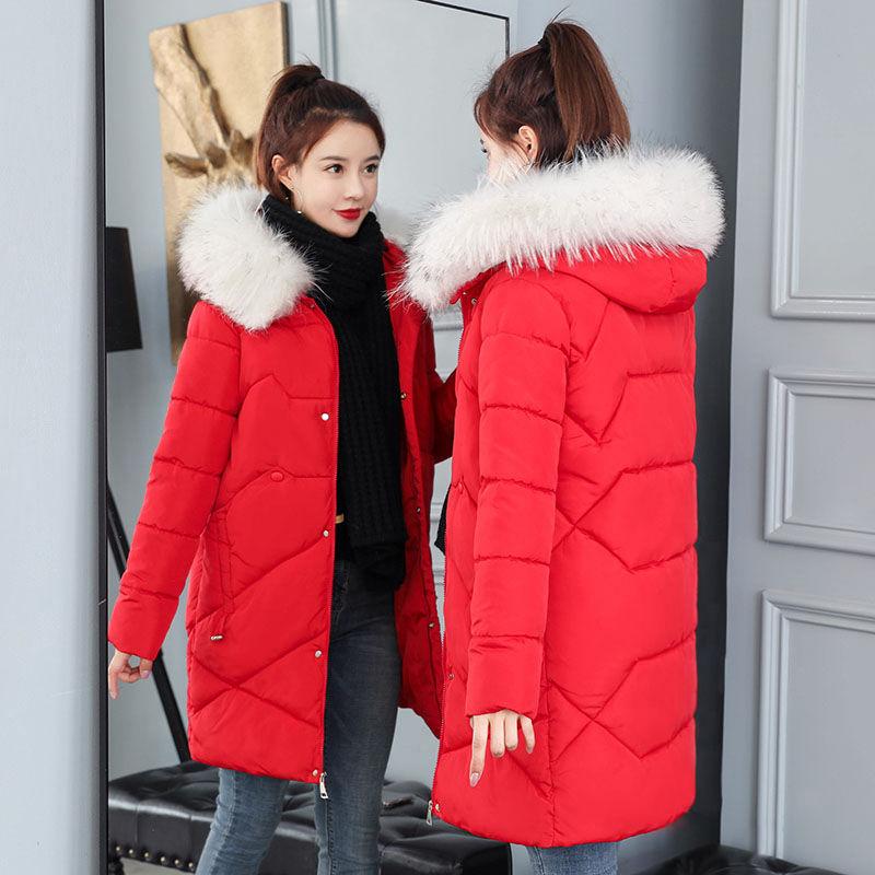 Winter Women's Mid-length Padded Jacket Korean Version of Thick Fur Collar Padded Jacket