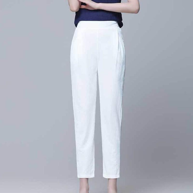 Summer Nine Points Loose Thin Large Size High Waist Korean Version White Pencil Pants Thin Black Casual Pants Women's Clothing