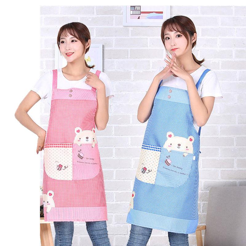 2-piece Kitchen Apron Waterproof and Oil-proof Anti-fouling Female Adult Cute Home Cooking Waist Apron Work Go To Work Sling Apron