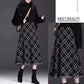 Ladies Long Knitted Skirt Autumn Winter Women's Fringed Plaid Umbrella Skirt High Waist A-line Big Swing Skirt