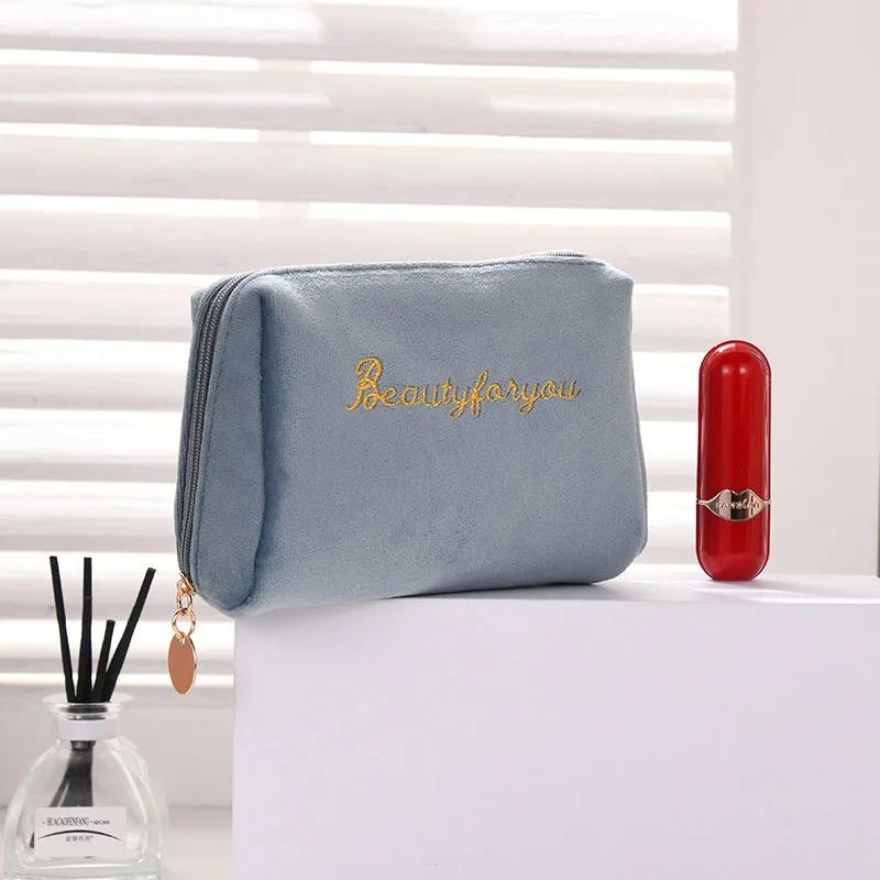 Velvet Make Up Organizer Soft Girl Lipstick Bag Women Travel Cosmetic Bag Beautician Beauty Case Makeup Bag