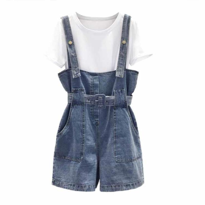 Small Fresh and Age-reducing Denim Overalls Spring and Summer Small One-piece Suspenders Short Jeans Women