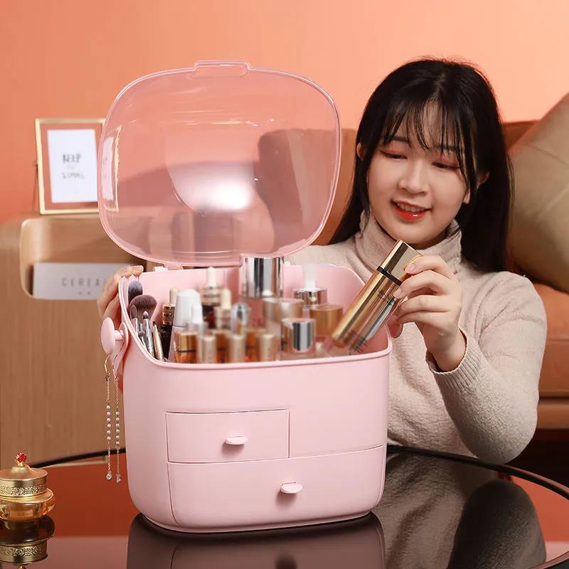 Fashion New Makeup Organizer Waterproof and Dustproof Bathroom Cosmetic Storage Box Desktop Beauty Storage Drawe